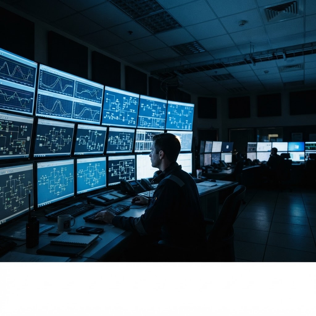 Control room with monitoring screens